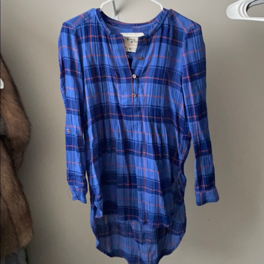 Anthro Plaid Tunic Top